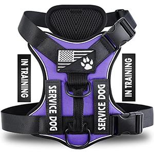 Demigreat Service Dog Harness, Reflective Dog Vest Harness with 5 PCS Patches, Adjustable Soft Oxford Pet Harness, Inner Layer Mesh, Easy to Control for Dogs SizeM