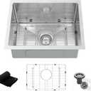Undermount Kitchen Sink 17 3/4" x 13 3/4" Basin Depth, 3D Embossed Stainless Steel Sink Single Bowl with Accessories