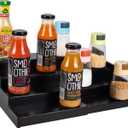 Spice Rack Kitchen Cabinet Organizer: 4 Tier Bamboo Expandable Spice Storage Display,Spice Shelves Adjustable Seasoning Organizer (Black)