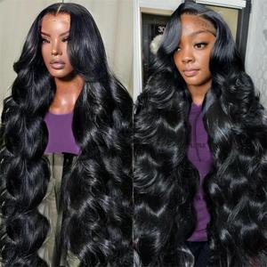 30 Inch 13x6 Lace Front Wigs Human Hair 220 Density Body Wave HD Lace Front Wigs Human Hair Pre Plucked Natural Black Glueless Frontal Wigs for Women