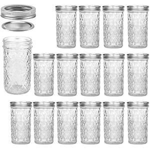VERONES Mason Jars 12 OZ, Canning Jars Jelly Jars With Regular Lids, Ideal for Jam, Honey, Wedding Favors, Shower Favors,15 PACK