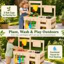 Outdoor Play Kitchen for Kids, Mud Kitchen with Water Faucet, Dual-Sided Chalkboard, Storage Shelves, Cups, Removable Sink, and Pretend Stove – Backyard Toddler Playset for Boys and Girls, 5.5 x 32 x 14 inches