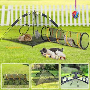 X-Large Outdoor Cat Enclosures(Portable Cat Tent, Tunnel, and Playhouse) Kitty Playpen, Outside Enclosure Play Tents for Cats, Rabbits,Dogs and Small Animals (With a Fashionable Carrybag)