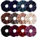 Scrunchies for Women & Girls, 12 Pcs Black Velvet Scrunchies - Soft Classic Elastic Hair Bands for a Secure Ponytail