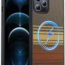 AMILIFECASES Magnetic for iPhone 12 Pro Max Case, Anti-Scratch Carbon Fiber Texture-Compatible with MagSafe - Military Grade Drop Protection - Slim Shockproof Phone Cover 6.7", Coffee