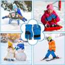 2 x Kids Snow Gloves for Skiing Kids Mitten Winter Waterproof Girls and Boys Snow Gloves for Winter Cold Weather (Blue)