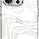 MOSNOVO Case for iPhone 15 Pro, [Compatible with Magsafe] [Buffertech 6.6ft Military-Grade Drop Protection] [Anti Peel Off Tech] Clear Phone Case Design - White Swirl