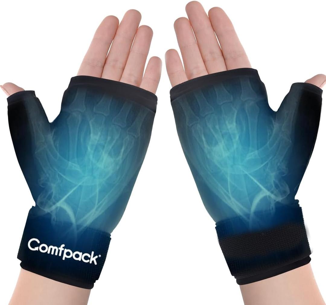 Comfpack Hand Ice Pack Gloves for Arthritis, 2PCS Wearable Thumb Ice Pack Wrap, Hot Cold Compress Wrist Cold Pack Wrap for Carpal Tunnel Relief, Pain Relief for Tenosynovitis, Swelling, Surgery