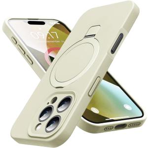 Magnetic for iPhone 16 Plus Case with Stand, [Liquid Silicone Feel & 360° Rotatable Ring] [Military-Grade Shockproof] [MagSafe Compatible] [Slim Fit Matte Phone Case]