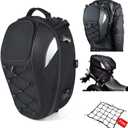 Motorcycle Tail/Seat Bag - Dual Use Waterproof Helmet Bag with Extra Cargo Net