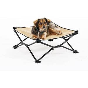 Coolaroo On-The-Go Elevated Dog Bed - Foldable Pop-Up Travel Dog Bed with Breathable, Moisture-Resistant Fabric, Carry Bag Included, Lightweight & Portable, Desert Sand, Standard