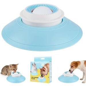 Dog Cat Licks Toys for Liquid Food, Anxieties Relief Slow Feeder Dog Lick Ball Treat Dispenser, Non-Slip Licking Bowl Enrichment Toys to Keep Them (B)