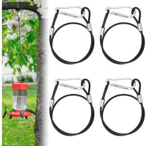 4 Pcs Wire for Bird Feeder Hook 18in Hanging Steel Cable with Carabiner Hook Hanging Chain Cable Rope for Bird Feeders Tree Planters Lanterns Yard Easter Decorations