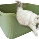 kathson Large Plastic Cat Litter Box with High Sides,XL Low Entry High Sided Litter Box,Large Plastic Kitty Litter Pan,Side Entrance,Anti-Splashing,Easy Cleaning,21.45"x16.14"x10.43" Kitty Cat Box