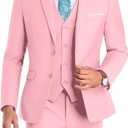Men Suit Groomsmen Suit Orange Slim Fit 3 Pieces Suit for Men Notched Lapel Jacket Vest Pants, Size: XL