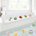 2.6-Ft Bathtub Splash Guard, Silicone Bathtub Water Guard with Toy Tray Shelf, Suction Cups Attach to Tub, No-Mess Bath Play Area & Storage, Fun for Toddlers & Kids (White)