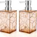 2 Pack Clear Brown Rust Proof Soap Dispenser, Acrylic Plastic Hand Soap Lotion Dispenser Set for Bathroom&Kitchen
