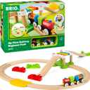 BRIO My First Railway Beginner Pack - 18-Piece FSC-Certified Wood Train Set - Compatible with All BRIO Sets - Includes Rainbow Bridge & Rattle Wagon - Safe Play - Toddlers Ages 18 Months & Older