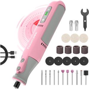 Rotary Tool Pink, 8V Pro Cordless Rotary Tool with 2.0Ah Battery, Rotary Tool Kit with Upgraded Sanding Belt, 25 Rotary Tool Accessories for Grinding, Carving, Engraving, Polishing, Cutting