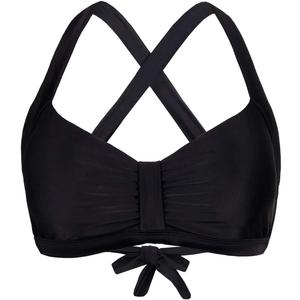 Women's Retro Printed Adjustable Thick Straps Cross Back Push Up Vintage Bikini Swimsuit Tops Only (10-12, Black)