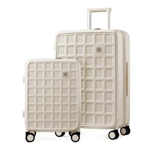 aji Luggage Sets 2 Piece with Spinner Wheel, 20/26 Inch Luggage with TSA Lock, 100% Lightweight PC Hard Shell travel luggage Suitcases for Men Women, 2-Piece Set, Coconut White