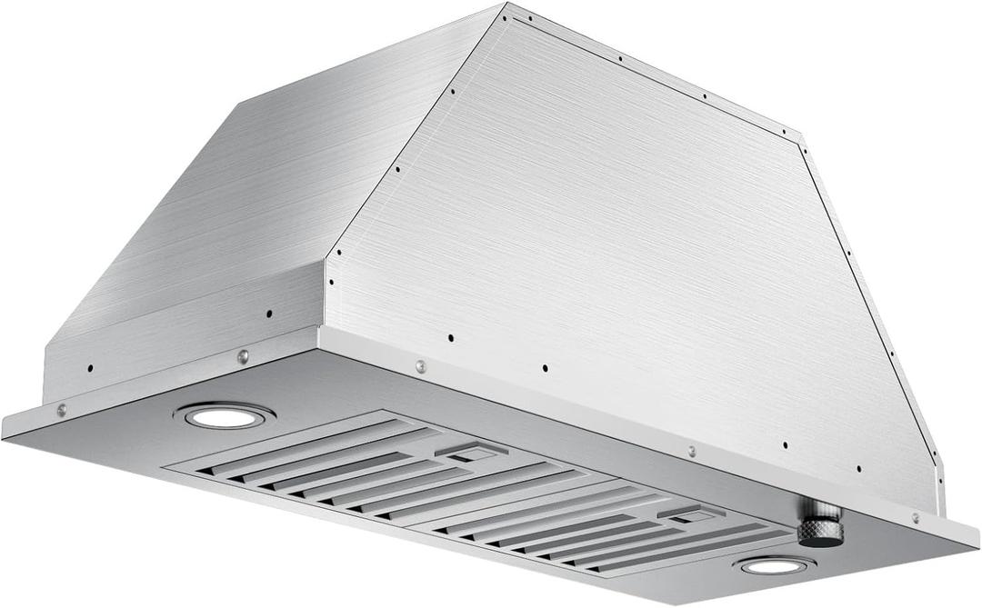 JOCO 30 Inch Range Hood Insert, 900 CFM Stainless Steel Built-In Kitchen Vent Hood, Convertible for Ducted or Ductless Installation, 4-Speed Knob Control, Model B01-30K