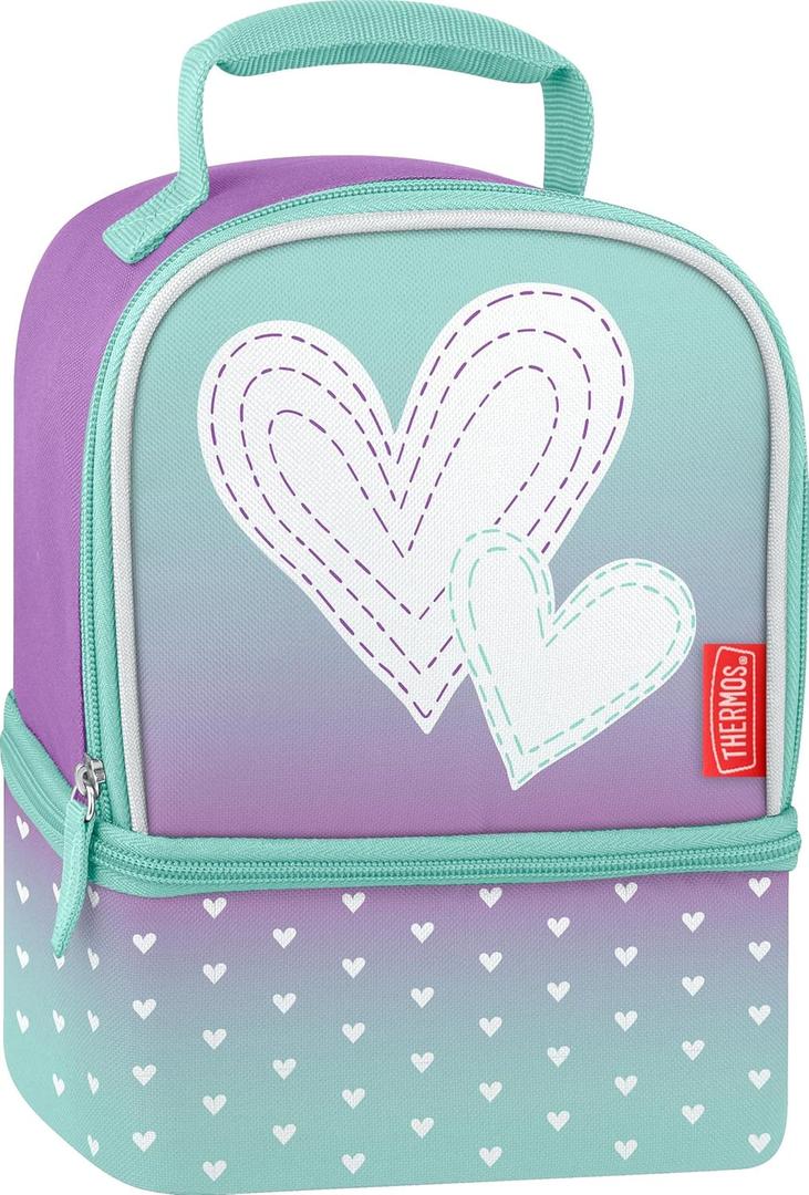 THERMOS Non- Licensed Dual Lunch Kit, Purple Hearts (One Size)