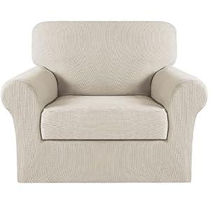 Turquoize 2 Piece Chair Covers Chair Slipcovers for Living Room Armchair Sofa Covers Chair Couch Cover with Arms Washable Furniture Protector for Chairs Feature Thick Jacquard Fabric (Chair, Black)