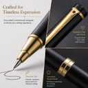 Luxury Ballpoint Pen, 24k Gold Trim, Best Rollerball Pen Gift Set for Men and Women, Perfect for Signature Executive Office, Beautiful Pen Gift Box, Writing and Drawing (Black)