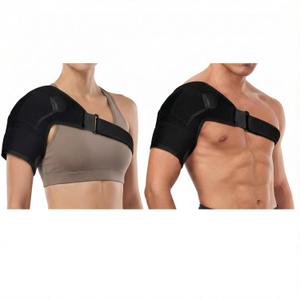 Cuffbow 2 Pcs Black Shoulder Brace Adjustable Large Size Shoulder Support for Men and Women Adjustable Arms Joint Compression Sleeve, Suitable for Both Left and Right Arms