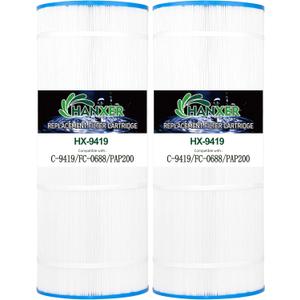 Pool Filter Replaces for C-9419, Filbur FC-0688, 931-220, PAP200, SP200, Clean and Clear 200, CC200, Ultral-C5, PP-C5, 10201, 200 Sq.Ft Swimming Pool Filter Cartridge, 2 Pack
