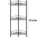 HuggieGems 5 Tier Floor Standing Corner Shower Caddy Organizer Shelf with Hooks, Bathroom Shelves Stand Rack, Black