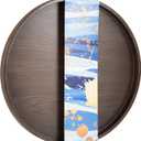 Wooden Large Round Serving Tray Home Decor,Black Walnut Wood Ottoman Tray for Living Room,Classic Wood Decorative Storage Coffee Trays,Storage and Display of Bread Food Fruit