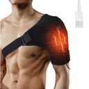 Shoulder Heating Pad, Rotator Cuff Shoulder Brace for Men & Women, 3 Heat Settings Compression Sleeve Pad Shoulder Massager for Pain Relief Deep Tissue Black