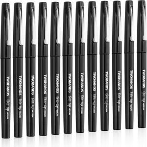 TWOHANDS Felt Tip Pens Fine Point Marker Pens,Black Fineliners,Medium Point(0.7mm),Journaling, Note Taking,Writing Markers,Fast Dry,12 count, 22011
