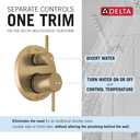Delta Modern Round Shower System Faucet Set, Brushed Gold 6-inch Shower Head and Handle Set, Valve Trim Kit, Champagne Bronze T342704-CZ (Valve Not Included)