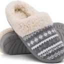 Warm Knit House Slippers for Women Comfy Fleece Lined Winter Slippers with Memory Foam and Indoor Outdoor Soles ,Size 11-12