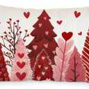 AACORS Valentine's Day Pillow Cover 12X20 Inch Watercolor Tree Heart Decor Pillow Case Farmhouse for Home Sofa Couch Decoration (Red)