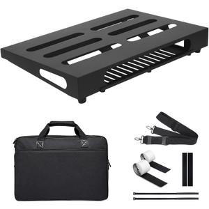 18" x 11.8" Guitar Pedal Board with Power Supply Tray, Carry Bag & Mounting Tapes Included (Black, SPB-18S)