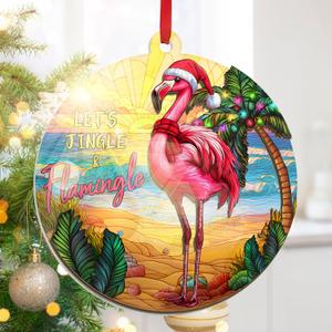 Flamingo Christmas Ornaments 2025 - Suncatcher Animal Ornaments for Tree - Flamingo Ornament for Tropical Christmas Decorations, Funny Pink Flamingos Gifts for Women Men, Beach Ornament
