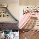 OctoRose Metal Wall Teester Bed Crown Canopy - Antique Style Crown Wall Decor with Built-in Rods & Hardware - for Over Beds or Windows - Drapery Panels Not Included - Gold (31.5x14x9.5 Inches)