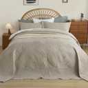EVENHUG Oversized King Bedspreads California King Quilt Set with Pillow Shams Extra Wide Large King Size Quilts Lightweight Coverlet Bedding Sets Taupe 120"x120"