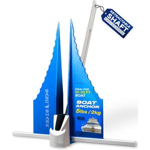 SandShark Premium Fluke Anchor-Retractable Shaft Easy Storage-Aluminum Pontoon Boat Anchor, Jet Ski Anchor. Boats<30 ft. Sand Anchor for Boat, Boat Anchor.