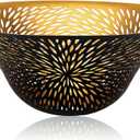 Floor Lamp Shade Replacement for Floor Lamp Shade - ALUCSET Ceiling Fan Replacement Globes 12.2x4.9x7.5 Inches Fitting Opening 1.65" Etching Small Chrysanthemum Metal Lamp Shade (Black Gold)