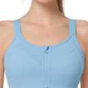 Yvette Adjustable Sports Bras for Women High Impact - Zip Front Sports Bra Plus Size Wireless for Running Workout (XX-Large, Blue)