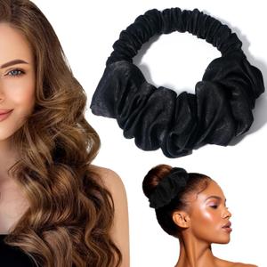 3 x Heatless Hair Curler for Overnight Curls, Soft Scrunchie Roller Headband for Long Hair (Black)