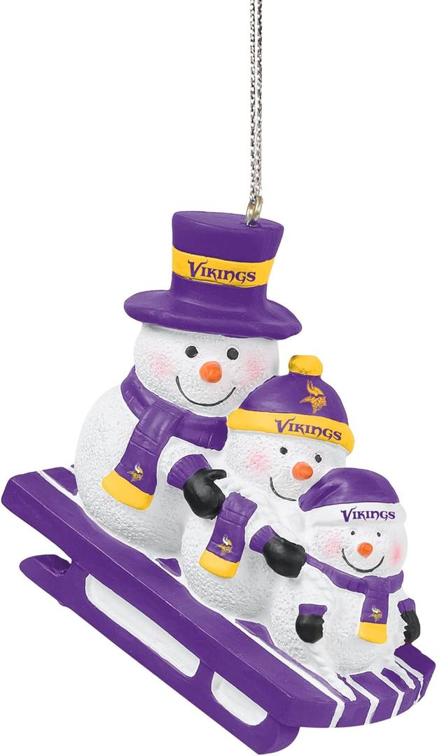 FOCO NFL Unisex-Adult NFL Team Logo Sledding Snowman Holiday Christmas Tree Ornament (One Size, Team Color)