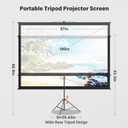 Projector Screen with Tripod Stand, Easy Setup Indoor Movie Screen, Lightweight Foldable Projection Screen for Camping, Home Theater, 100in, 16:9 4K