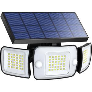 Intelamp Solar Outdoor Lights,6000mAh Motion Sensor with Dual Sensors,Waterproof Solar Flood Lights 270Wide Angle for Outside with 3 Modes