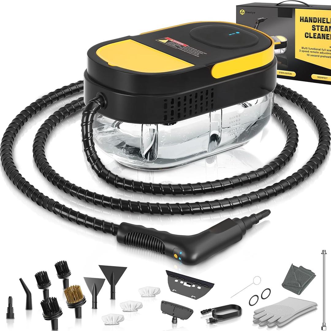 Steam Cleaner, 3 Level Adjustable Handle, 15s Heat Up, 1.69 Quarts Tank, Portable Steamer for Cleaning with 15 pcs Accessories, Steam Cleaner for Home for Dirt, Grease, Grout, Tile,Floor, Car